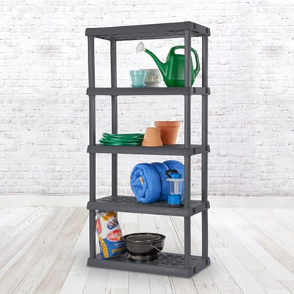 Sterilite 5 Shelf Unit, Heavy-Duty Plastic Utility Storage Rack, 2-Pack - size: 5 Shelf, style: 2 Pack