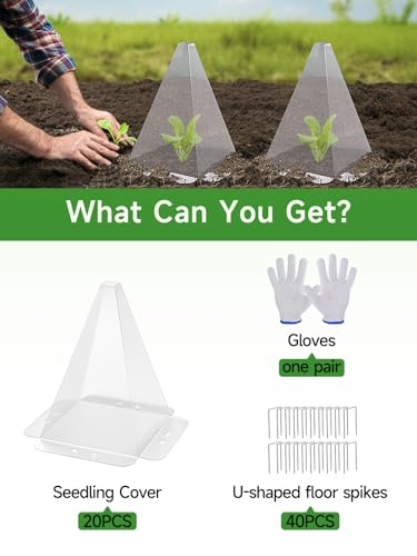 20 Pack Garden Cloches,Clear Reusable Plant Bell Covers,7.8"x11"