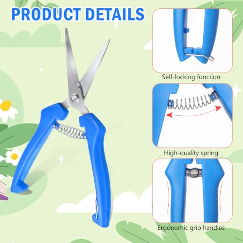 Lasnten 30 Pcs Pruning Shears 7.2" Bud Trimming Scissors, Blue - color: Blue