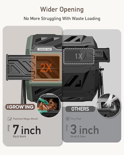 THE Growing 43 Gal Outdoor Compost Bin Tumbler for Backyard Garden, Green - color: Green