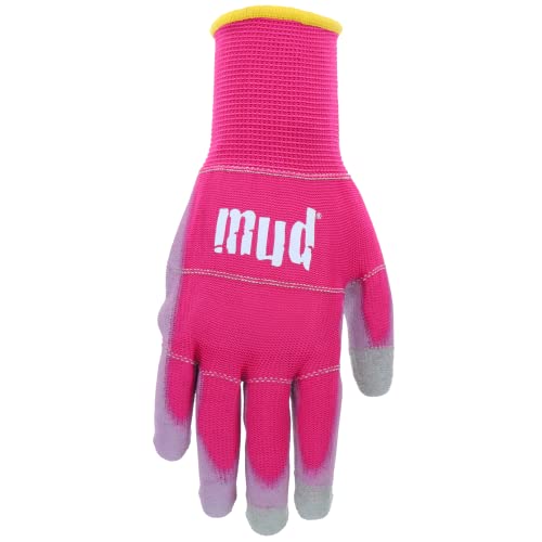 MUD Smart, Polyurethane Coating, Abrasion Resistance, Breathable, Touchscreen Compatible, Rasberry, Medium (028R/M)