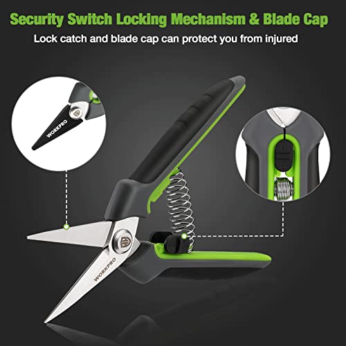 WORKPRO 2 Pack Garden Pruning Shears, 6.5" Small Hand Pruners with Sheath