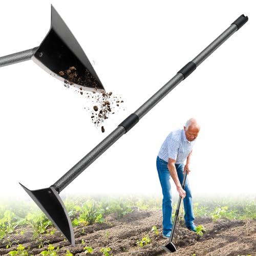 Garden Hoe, Heavy Duty Trenching Hoes with 72 Inch Long Handle, Sharp Edge Triangle Weeding Hoe Garden Tools for Weeds Removal,Cultivating,Digging,Loosen Soil, Trenching, Landscaping Manual Weeder - size: 72"