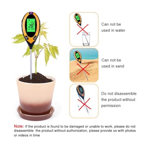 New Soil pH Meter 3 in 1/4 in 1 PH Light Moisture Acidity Tester Soil Tester Moisture Meter Plant Soil Tester Kit for Flowers