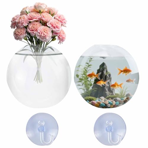 Generic Window Propagation Stations, Oblate Glass Terrariums Planter Suction Cup Vases for Hydroponics Plants, Wall Hanging Vases for Indoor Hydroponics Plants, Home, Living Room Decor