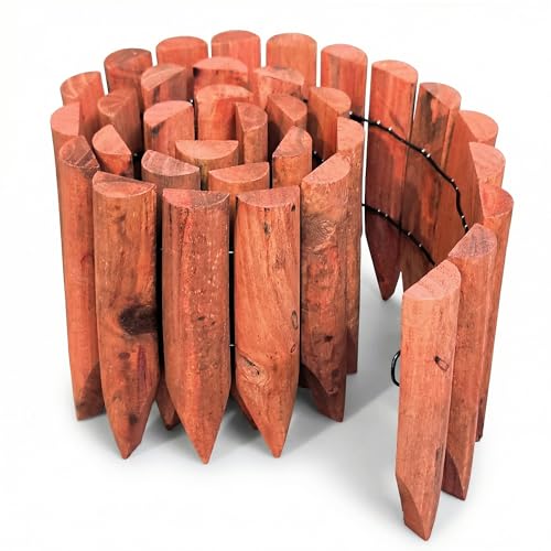 WORTH Wood Garden Edging Border 7.9" H x 42" L, Brick-Red Short Fence Roll - color: 1-Pack 7.9"x42"