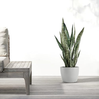 Ecopots Stockholm Round Flower Planter, White Grey, 9.5" - color: White Grey, size: 9.5"