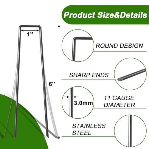AAGUT Landscape Staples 6 Inch Black Anti-Rust Garden Stakes 11 Gauge - color: Black, size: 6'' x 100Pcs-11Ga