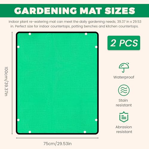 2 Packs 39.3'' x 29.5'' Waterproof Planting Mat, Foldable Plant Repotting Mat Tarp, Portable Transplanting Pad Tray for Potting Indoor Gardening Watering Succulent Soil - size: 39.3'' x 29.5''