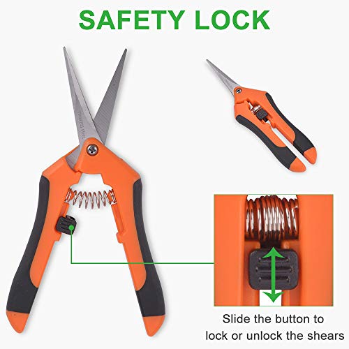 GROWNEER 3 Packs Pruning Shears with Straight Precision Blades, 6 Packs Shears with Curved Blades Gardening Hand Pruning Snips