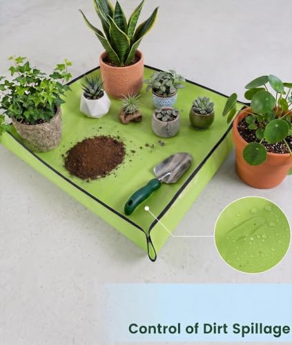 1 Pcs Repotting Gardening Mat for Indoor Portable 20" Waterproof Potting Tray Foldable Succulent Potting Mat - color: Green