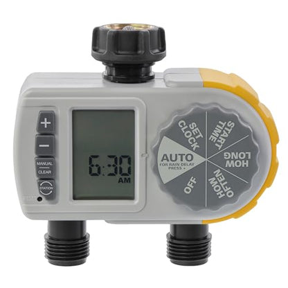 Solterra 28153 Single-Dial Two-Outlet Hose Timer, Gray
