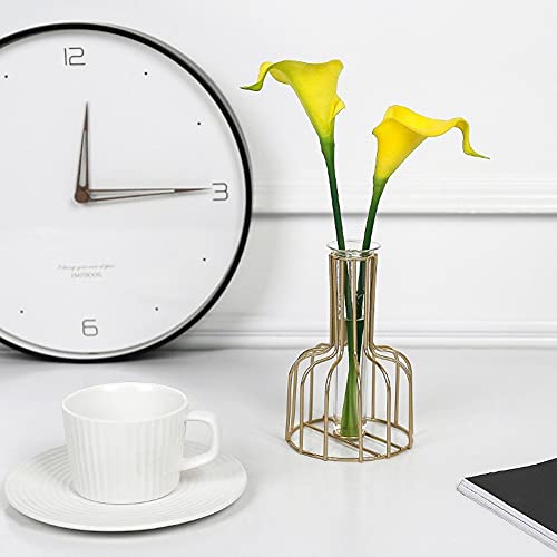 IvyMei Luxurious Nordic Gold Table Flower Vase Metal Frame Glass Tube - color: Gold 7
