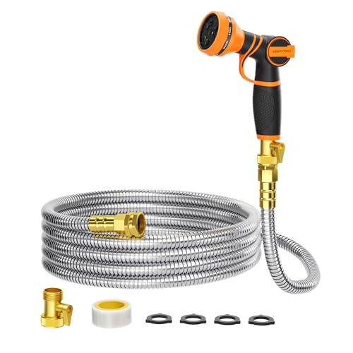 Giraffe Tools Garden Hose 25ft x 5/8", 304 Stainless Steel Metal Water Hose - size: 25FT 5/8"