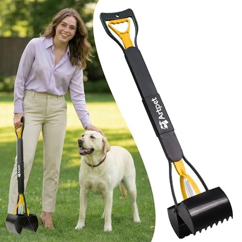 32" Dog Pooper Scooper, Long Handle Scoop for Yard & Grass - color: Sun Yellow