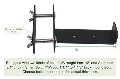 Balustrades Flower Box Supports, Planter Box Supports, Window Box Supports (6 Inches)，for Balustrades, Terraces, Decks, Balconies, Fences. (Black 2 PCS)