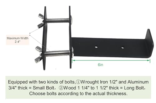 Balustrades Flower Box Supports, Planter Box Supports, Window Box Supports (6 Inches)，for Balustrades, Terraces, Decks, Balconies, Fences. (Black 2 PCS)