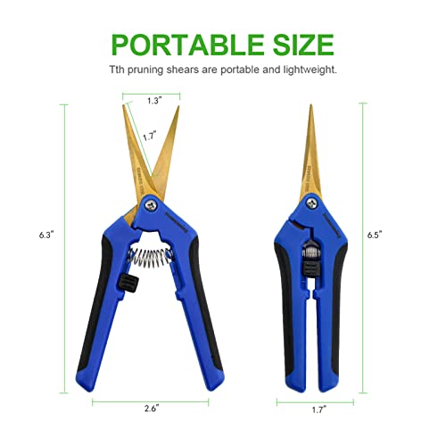 12 Packs Garden Pruning Shears with Curved Blades Trimming Scissors, Gardening Hand Pruning Snips Titanium Coated Precision Bonsai Pruning Shears, Convenient Flower Cutters(Blue) - style: Curved Blade