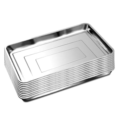 RooTrimmer 10 Pack Large Stainless Steel Seedling Trays, Heavy Duty Metal Water Catch Trays for Nursery Pots Transplant, Seed Germination & Propagation Flats (17.5 inch×13.56 inch, 1.18" Height) - size: Large-10P