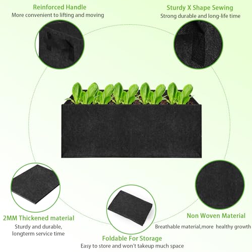 3 Pcs Plant Grow Bags Breathable Square Fabric Raised Garden Bed 9.5 Gal - size: 60x30x20cm-3 Pack