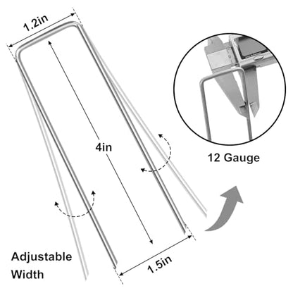 HongWay 240 Pack Landscape Staples 4 Inch, Galvanized Garden Stakes - size: 4 Inch, 240pcs