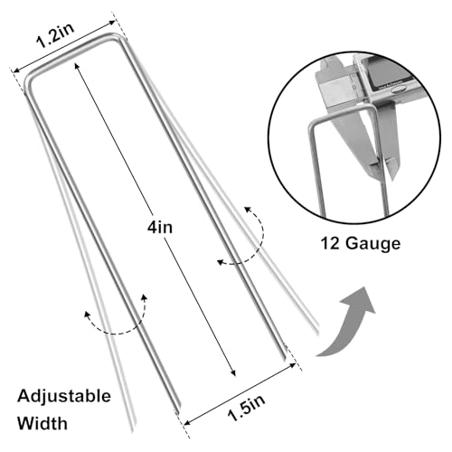 HongWay 240 Pack Landscape Staples 4 Inch, Galvanized Garden Stakes - size: 4 Inch, 240pcs