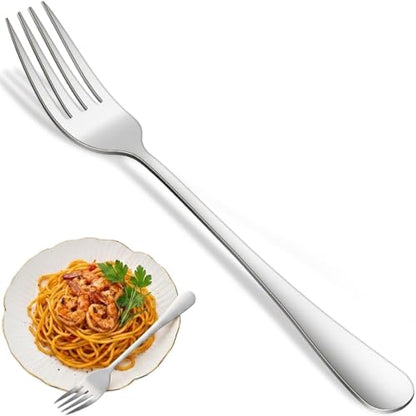 DEHOV 8 Inch Stainless Steel Silverware Dinner Forks Set of 8 - color: Silver
