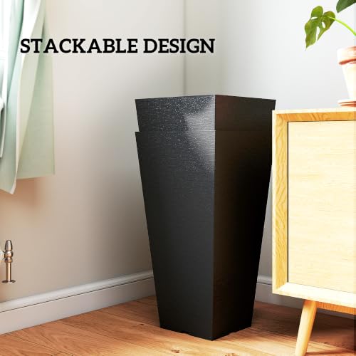 Outsunny 23 Inch Tall Planters for Outdoor Plants Set of 2, Black - color: Black
