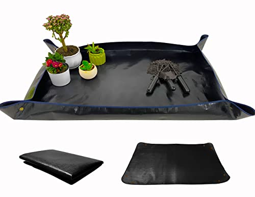 Extra Large 43in*30in Plant Repotting Mat, Waterproof, Foldable, Reusable, Black - color: Black, size: 43 in x 30 in (Rectangular)