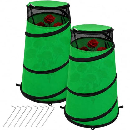2Pcs Pop Up Rose Cones for Winter Protection, Rose Collars Protective Cover - color: Green-2Pcs