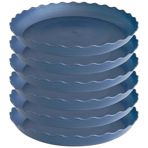 6 Pack Plant Saucer 8 inch, Heavy Duty Plastic Plant Water Tray, Planter Saucers, Flower Pot Tray Water Trays for Plant Pots (Blue) - color: Blue, size: 8" (6 pack)