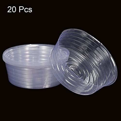 MECCANIXITY Plant Pot Saucer 14 Inch Plastic Round Flower Drip Tray for Indoor Outdoor, Clear Pack of 20 - size: 35.5x12.5cm