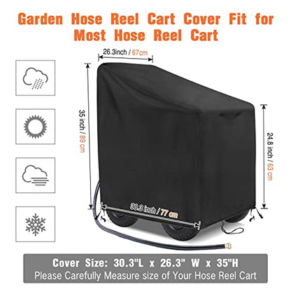 Outdoor Garden Hose Reel Cart Cover Waterproof-30.3x26.3x35in - size: 30.3"L x26.3"Wx 35"H