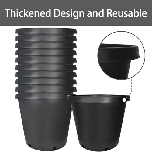 15 Gallon Nursery Pot 10-Pack Plastic Garden Planter Pots - size: Standard 15 Gallon