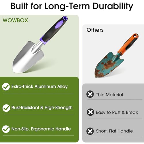 WOWBOX Garden Tools Set, 10 PCS Heavy Duty Gardening Hand Tools Kit, Purple - style: Black Purple