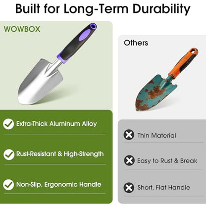WOWBOX Garden Tools Set, 10 PCS Heavy Duty Gardening Hand Tools Kit, Purple - style: Black Purple
