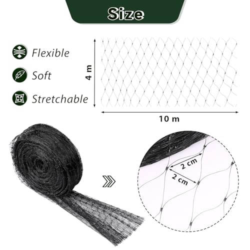 GWHOLE Black Garden Netting, 33 x13 Ft Bird Netting for Garden Plant and Tree Protection, Chicken Coop Pond Net, Black - size: 33x13 ft, 0.6 inch mesh (Black)