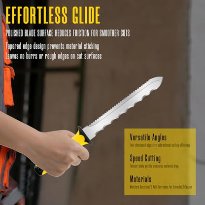 Insulating knife - sod knife, 7.87inch stainless steel blade, suitable for cutting insulating rock wool, Thermal insulation wool - color: Short Yellow