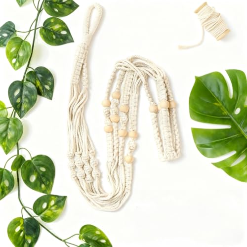 2 Pack Macrame Plant Hanger, 36 in Ivory Hanging Planter Holder