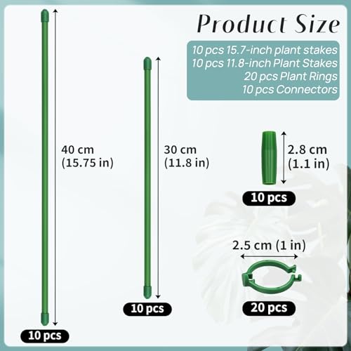 20 Pcs Plant Support Stakes, Indoor Plant Stakes Adjustable Length - size: 10pcs 12inch+10pcs 16inch