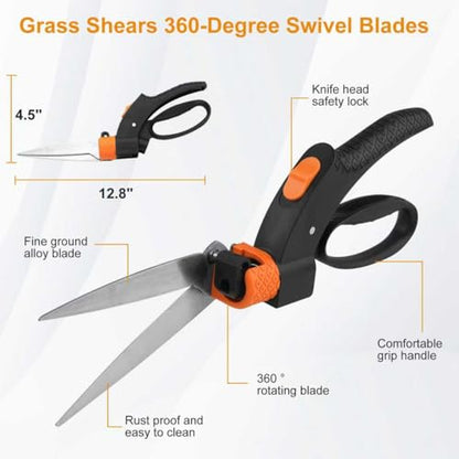 3 Piece Garden Tool Set, Lopper, 360° Grass Shears & Retractable Saw - style: Modern