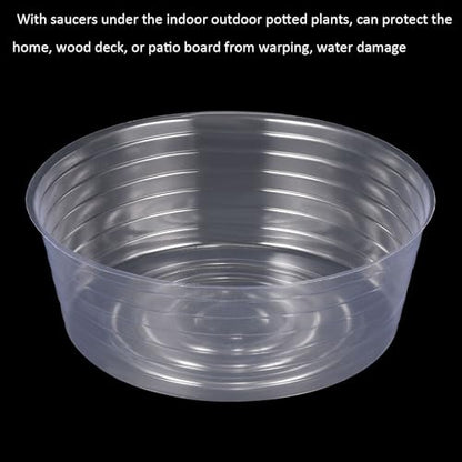 M METERXITY 5 Pack Planter Saucers - Thin Plastic Plant Tray Flowerpot Drip Trays Round Apply to Outdoor/Garden (10 Inch, Clear) - size: 10 Inch