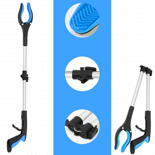 2 Pack 32 inch GrabRunner Reacher Grabber Tool with Strong Magnetic and Swivel Head (New Blue) - color: Blue(pack of 2)