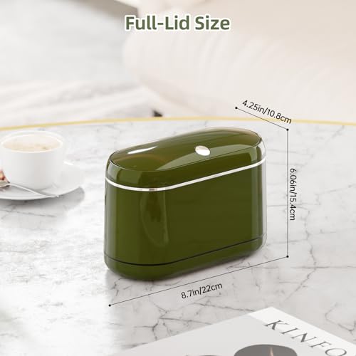 PAVSTINE Mini Trash Can for Desk with 5 Rolls Trash Bags, Green Full-Lid - color: Green Full-Lid