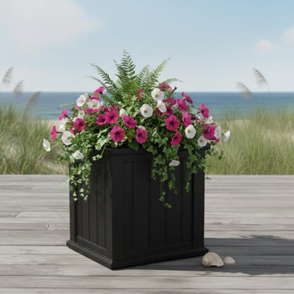 Mayne Cape Cod 20in Self-Watering Square Planter, Black - color: Black, size: 20in