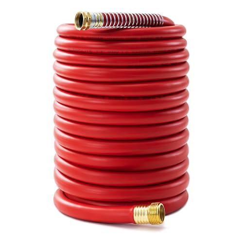 5/8" Garden Hose 150ft, -40℉ To 190℉ Hot/Cold Rubber hose, Red - color: Red, size: 150Ft