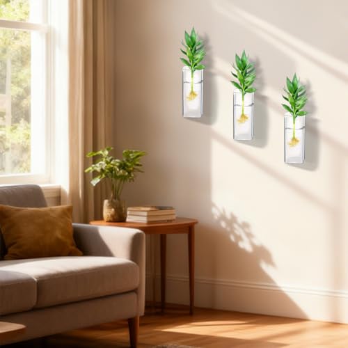 Glass Wall Mounted Planters 6 Pcs Hanging Flower Vase Glass Tubes