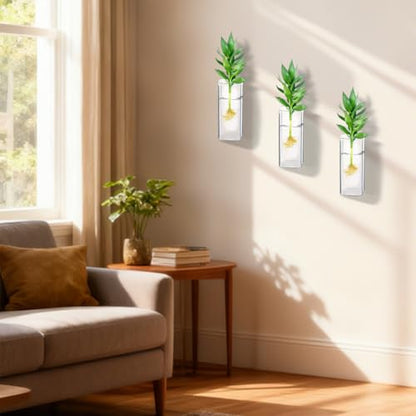 Glass Wall Mounted Planters 6 Pcs Hanging Flower Vase Glass Tubes