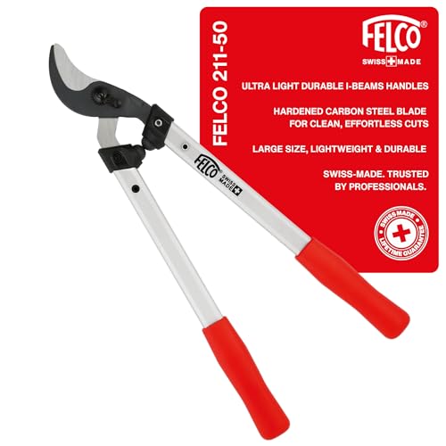 FELCO F211-50 Swiss Made Loppers for Gardening – 20" Lightweight Precision Loppers for Tree Trimming | Tree Branch Cutters | Tree Trimmer Tool with Curved Bypass Blade | I-Beam Handles | Landscape - size: 19.7 in