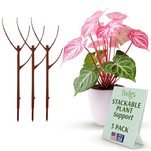Twigs GA Stackable Plant Support Stakes, Begonia Red, 3-Pack, 17" L - color: Begonia Red, size: Stackable (3 Pack)